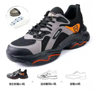 CS549 Men Steel Toe Outdoor Safety Work Shoes Lightweight Breathable Anti-Smashing Anti-Piercing Non-Slip Protective Footwear