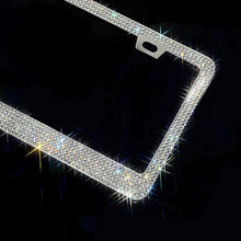 Load image into Gallery viewer, 2PCS Bling License Plate Frame Glitter Crystal Sparkling Rhinestone Diamond Caps