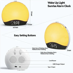 Sunrise Alarm Clock with Bluetooth and Colorful Wake-Up Light