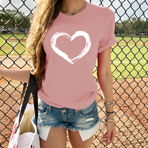 Women T-shirts Casual Love Printed Tops Tee Summer