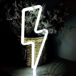 LED Neon Sign Lightning Shaped USB Battery Operated Night Light Decorative Table Lamp For Home Party Living Room decoration