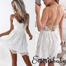 Load image into Gallery viewer, Women Mini Lace Strappy Dress