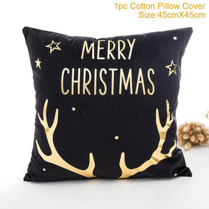 Set of 4 Christmas Cushion Cotton Linen Merry Christmas Cover Cushion