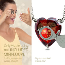 Load image into Gallery viewer, 925 Sterling Silver Heart Necklace 24k Gold Inscribed I Love You in 120 Languages