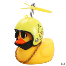 Load image into Gallery viewer, Car Duck with Helmet Broken Wind Small Yellow Duck Road Bike Motor Helmet Riding Cycling Car Accessories Decor Without Lights