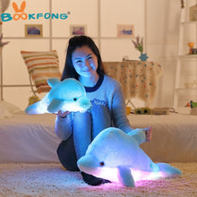 Load image into Gallery viewer, Colorful Dolphin Plush Doll Toy Luminous Plush Stuffed Flashing Cushion Pillow With LED Light