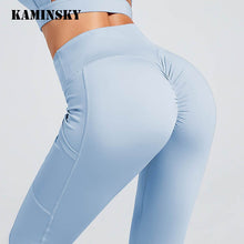 Load image into Gallery viewer, High Waist Women Leggings Solid Patchwork Casual Pants Push Up