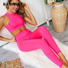 Load image into Gallery viewer, Two Piece Sets Women Zipper Top +High Waist Leggings Skinny Sports Tracksuit