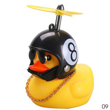 Load image into Gallery viewer, Car Duck with Helmet Broken Wind Small Yellow Duck Road Bike Motor Helmet Riding Cycling Car Accessories Decor Without Lights