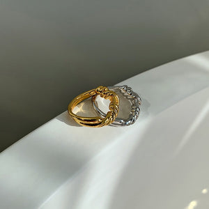 17mm Gold / Silver Color Irregular Twisted Rings