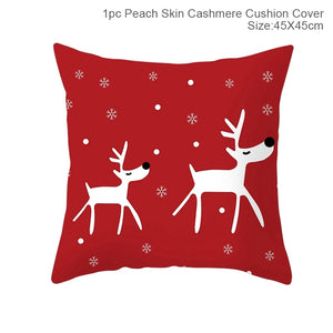 Set of 4 Christmas Cushion Cotton Linen Merry Christmas Cover Cushion