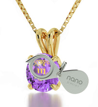 Load image into Gallery viewer, Gold Plated Silver Scorpio Necklace Zodiac Pendant 24k Gold Inscribed on Crystal