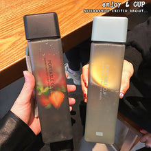 Load image into Gallery viewer, Square Frosted Plastic Water Bottle Portable Transparent Fruit Juice Leak-proof Bottle