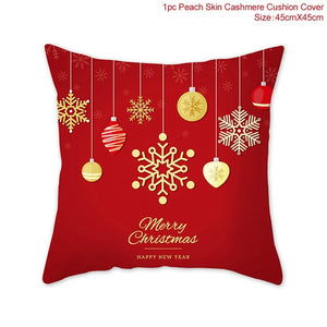 Set of 4 Christmas Cushion Cotton Linen Merry Christmas Cover Cushion