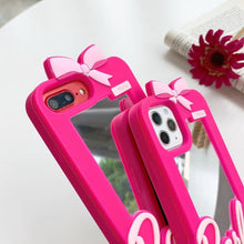 Load image into Gallery viewer, Cartoon pink bow cute girl makeup mirror phone case for iPhone 11Pro XS MAX XR 7 8P for new iphone SE 2020 silicone back cover