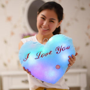 Luminous Pillow Heart Cushion Colorful Glowing Plush Doll LED Light Toys Gift