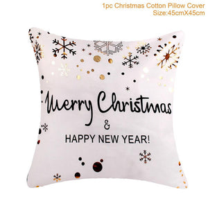 Set of 4 Christmas Cushion Cotton Linen Merry Christmas Cover Cushion