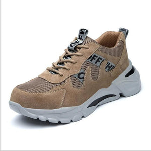 Men Steel Toe Outdoor Safety Work Shoes Lightweight Breathable Anti-Smashing Anti-Piercing Non-Slip Protective Footwear