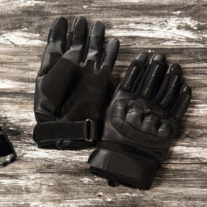 Touch Screen Tactical Rubber Hard Knuckle Full Finger Gloves Military Army Paintball Airsoft Bicycle Combat PU Leather Glove Men