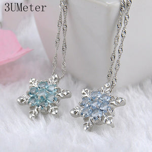 Blue Crystal Snowflake Charm Necklaces & Pendants