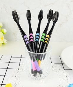 4 Pieces Charcoal Bamboo Toothbrush/