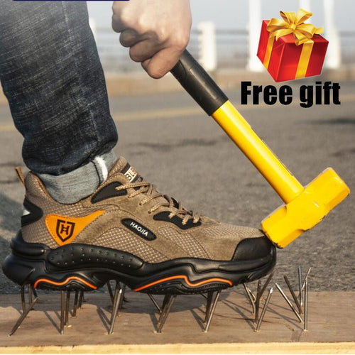 Men Steel Toe Outdoor Safety Work Shoes Lightweight Breathable Anti-Smashing Anti-Piercing Non-Slip Protective Footwear