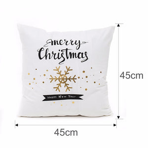 Set of 4 Christmas Cushion Cotton Linen Merry Christmas Cover Cushion