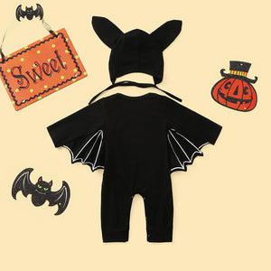 Novelty Baby's Romper Toddler Newborn Girls Halloween Cosplay Costume Romper Hat Outfits Batwing Sleeve Baby Clothing