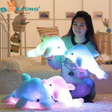 Load image into Gallery viewer, Colorful Dolphin Plush Doll Toy Luminous Plush Stuffed Flashing Cushion Pillow With LED Light