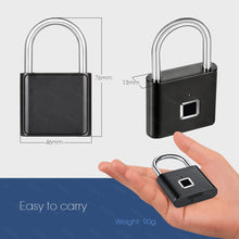 Load image into Gallery viewer, Towode Keyless USB Rechargeable Door Lock Fingerprint Smart Padlock Quick Unlock Zinc alloy Metal Self Developing Chip