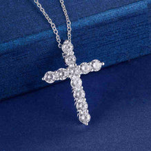 Load image into Gallery viewer, silver color  necklace jewelry women wedding fashion Cross CZ crystal Zircon stone pendant necklace  Christmas gift n296