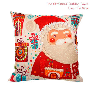 Set of 4 Christmas Cushion Cotton Linen Merry Christmas Cover Cushion