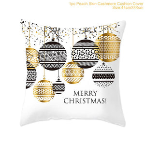 Set of 4 Christmas Cushion Cotton Linen Merry Christmas Cover Cushion