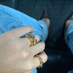 17mm Gold / Silver Color Irregular Twisted Rings