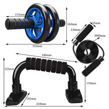 Load image into Gallery viewer, Muscle Exercise Equipment Abdominal Press Wheel Roller Home Fitness Equipment Gym Roller Trainer with Push UP Bar Jump Rope