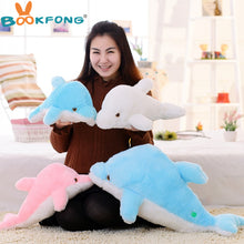 Load image into Gallery viewer, Colorful Dolphin Plush Doll Toy Luminous Plush Stuffed Flashing Cushion Pillow With LED Light