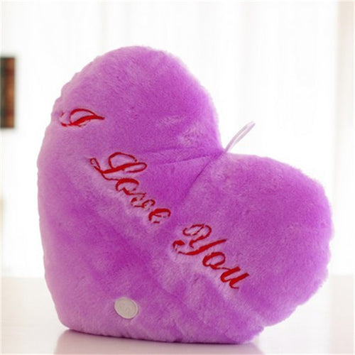 Luminous Pillow Heart Cushion Colorful Glowing Plush Doll LED Light Toys Gift