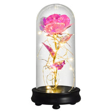 Load image into Gallery viewer, Beauty and The Beast Preserved Roses In Glass Galaxy Rose Flower LED Light Artificial Flowers Christmas Valentine Gift for Girls