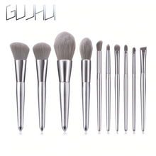 Load image into Gallery viewer, Eyebrow &amp; Eye Shadow Makeup Brushes Silver Set