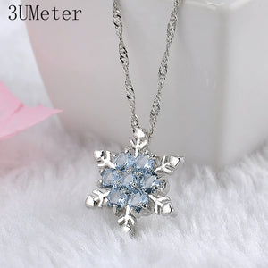 Blue Crystal Snowflake Charm Necklaces & Pendants