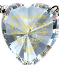 Load image into Gallery viewer, 925 Sterling Silver Heart Necklace 24k Gold Inscribed I Love You in 120 Languages