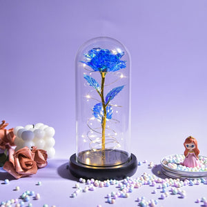 Beauty and The Beast Preserved Roses In Glass Galaxy Rose Flower LED Light Artificial Flowers Christmas Valentine Gift for Girls