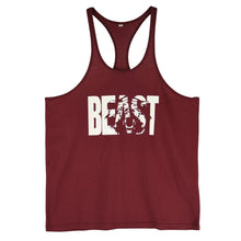 Load image into Gallery viewer, Men Gym Workout Printed &quot;BEAST&quot; Tank Tops Y Back Fitness Thin Shoulder Strap