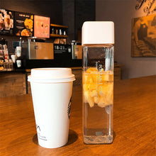 Load image into Gallery viewer, Square Frosted Plastic Water Bottle Portable Transparent Fruit Juice Leak-proof Bottle