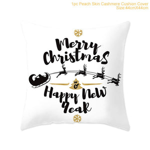 Set of 4 Christmas Cushion Cotton Linen Merry Christmas Cover Cushion