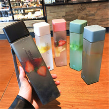 Load image into Gallery viewer, Square Frosted Plastic Water Bottle Portable Transparent Fruit Juice Leak-proof Bottle