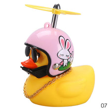 Load image into Gallery viewer, Car Duck with Helmet Broken Wind Small Yellow Duck Road Bike Motor Helmet Riding Cycling Car Accessories Decor Without Lights