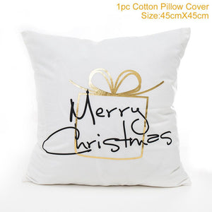 Set of 4 Christmas Cushion Cotton Linen Merry Christmas Cover Cushion