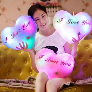 Luminous Pillow Heart Cushion Colorful Glowing Plush Doll LED Light Toys Gift