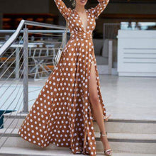 Load image into Gallery viewer, Bohemian Polka Dots Split Maxi Dress